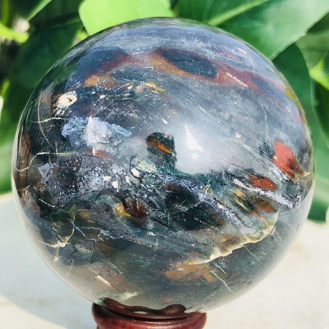 423g Natural Ocean Jasper Ball Quartz Crystal Geode Mineral Specimen Healing