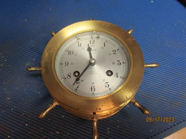 SCHATZ Royal Mariner Ships Bell 8 Day CLOCK Made in Germany (bell not working)