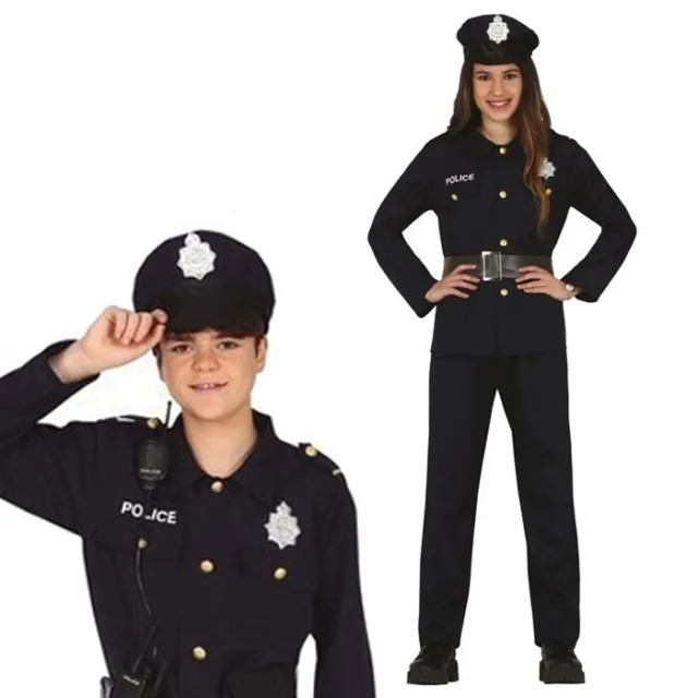 Costume da Poliziotto carnevale Vestito polizia ragazzi unisex 14-16 anni Guirca