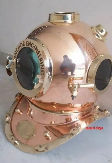 Nuevo Réplica de casco de buceo antiguo de ingeniería con ancla de latón y...