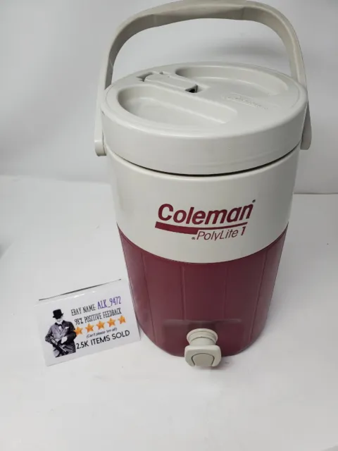 Vintage Coleman PolyLite 1 Gallon Water Jug Cooler 5591A w/ Pour Spout, Burgundy