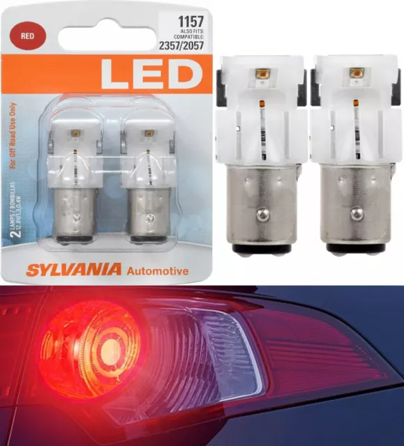 Sylvania Superior Luz LED 1157 Rojo Dos Bombillas De Señal Vuelta Repuesto Stock