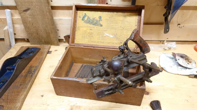 RARE Vintage Record No 405 Multi Combination Plane Original Box. Made In England