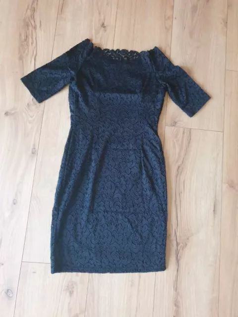 Spitzenkleid - Kleid Optik Spitze - schwarz - Gr. 38 - kurzarm - Orsay