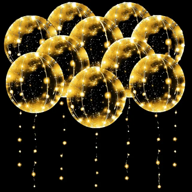 10 Pack LED Balloons Light up Balloons, 20 Inches Clear Bobo  Helium Balloons