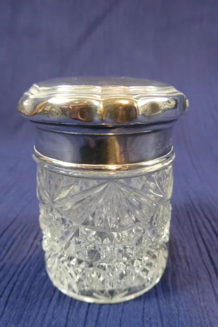 Vintage Silver Topped Cut Crystal Dresser Jar : Germany Vintage Silver Topped Cut Crystal Dresser Jar : Germany