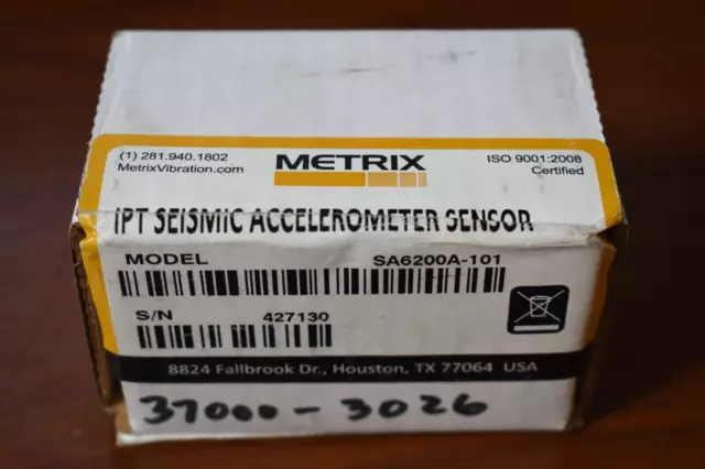 Metrix IPT Seismic Accelerometer Sensor SA6200A-101 (Sealed Box)