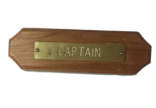 Captain Ships’ Plates- Brass Signs  Lowell Sigmund 1976 W/ Wood Plaque