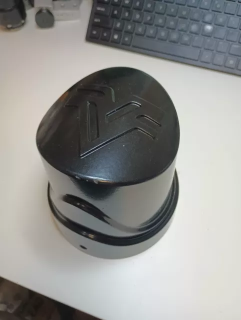 Black Wheel Hub Covers. Set of 4   6 inches Tall and 6 inches at opening.