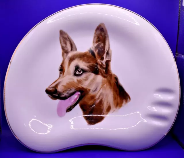 Japan Lipper Mann BROWN German Shepherd Dog 8" x 10" Wall Hanging Plate Ashtray