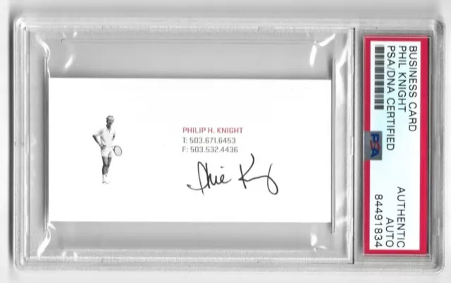 PHIL KNIGHT Nike Founder AUTO Signed Business Card John McEnroe PSA DNA Slabbed