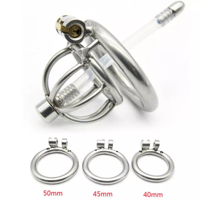 Stainless Steel 3 Size Male Chastity Cage Device Ring Lock Adultl Restraint