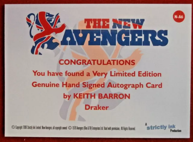 THE NEW AVENGERS - KEITH BARRON - Hand Signed Autograph Card - LIMITED EDITION 2