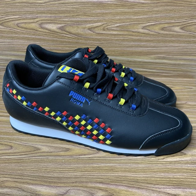 PUMA ROMA WEAVE Shoes Men s Sz 13 372273 01 Black Red Yellow Blue Primary Colors 44.93 PicClick