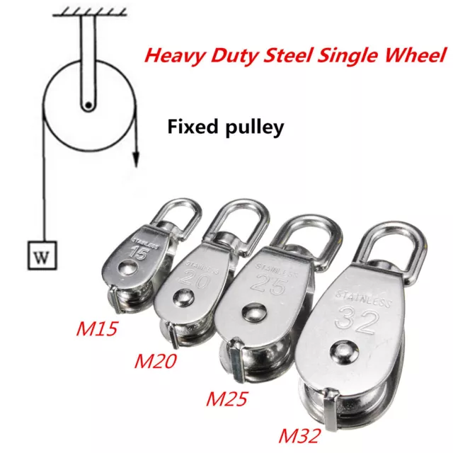 Stainless Steel Pulley M20 M25 M32 Single Wheel Swivel Lifting Rope Pulley Wheel