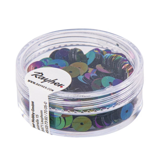 Lentejuelas Negro Irisado Ø 6 MM Liso Caja 6G Lavable