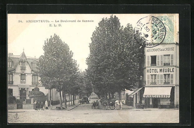 CPA Argenteuil, Le Boulevard de Sannois 1906