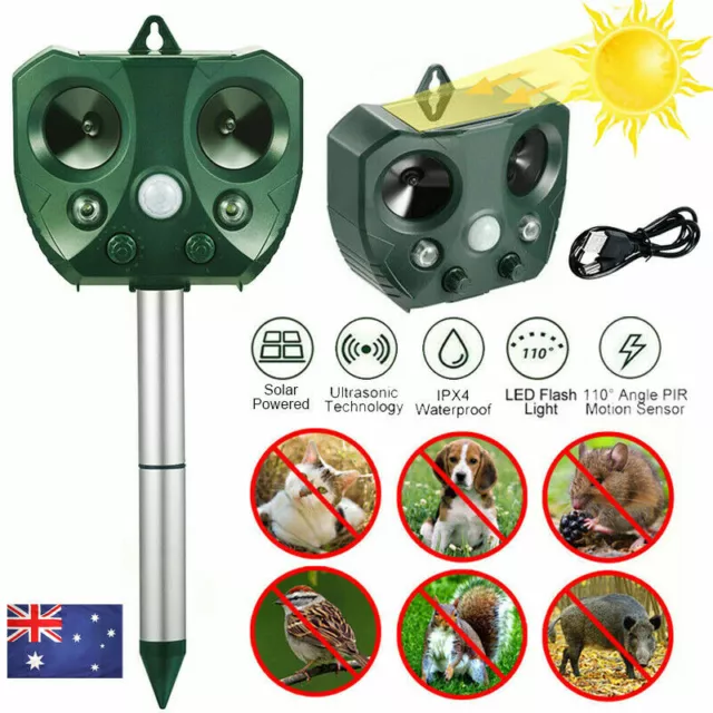 Solar Ultrasonic Animal & Pets Repeller Motion Sensor Bird Rat Possum Repellent