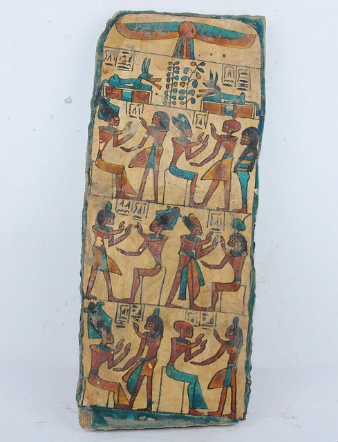 RARO ANTIGUO EGIPCIO ANTIGUO GRAN Ramsés II con la reina Nefertari Wood Stella