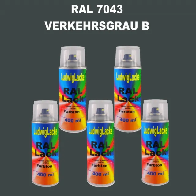 RAL 7043 VerkehrsgrauB  Glänzend Spraydosen 5x 400ml Sprühdose  TOPPREIS