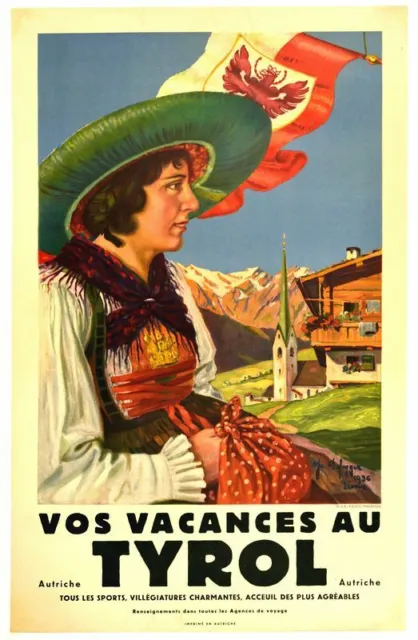 Vintage Tyrol Austria French Language Tourism Poster Print A3/A4