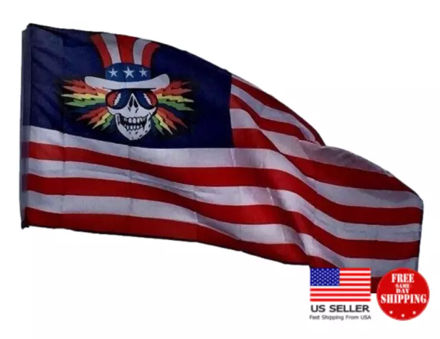 Grateful Dead Uncle Sam American Flag 3x5 USA Jerry Garcia Man Cave Banner New