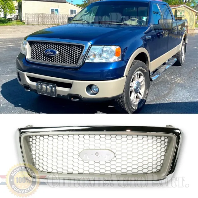 Front Bumper Grille Grill For 2004 2005 2006 2007 2008 Ford F-150 Chrome&Beige