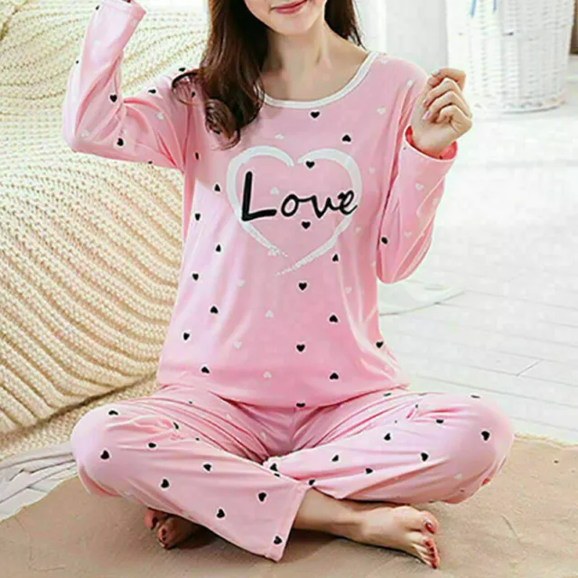 Ladies Womens Pyjamas Pj Set Long Sleeve Top Nightwear Lounge Wear Pyjama UK