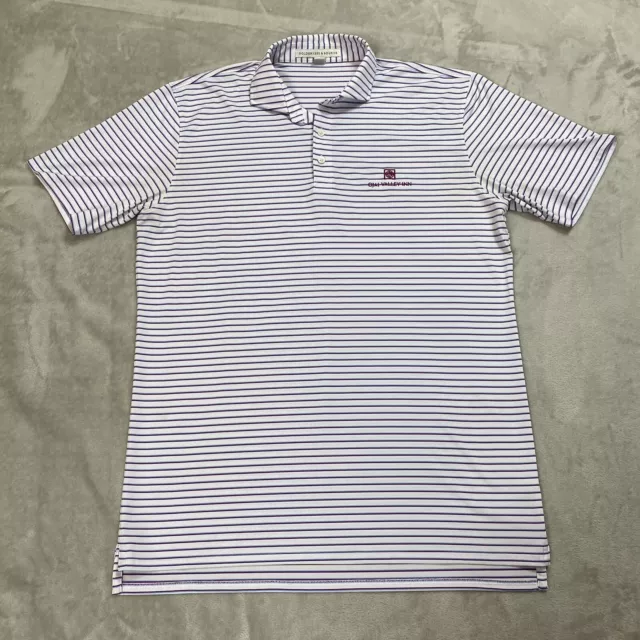 Holderness & Bourne Shirt Mens Large White Golf Polo Striped Performance Stretch