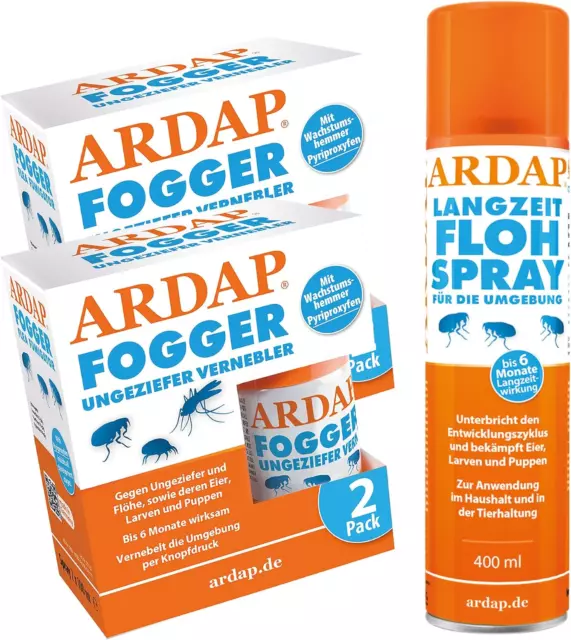 Set 1 X 400 Ml Flohspray + 4 X 100 Ml Fogger Gegen Flöhe + Zeckenzange