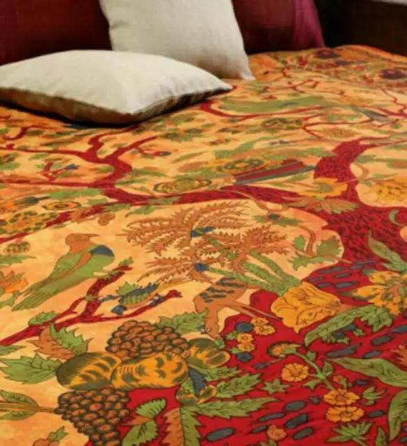 Indian Handmade Tree Bedding Quilt Duvet Cover Bohemian Queen Size Comforter Set 2