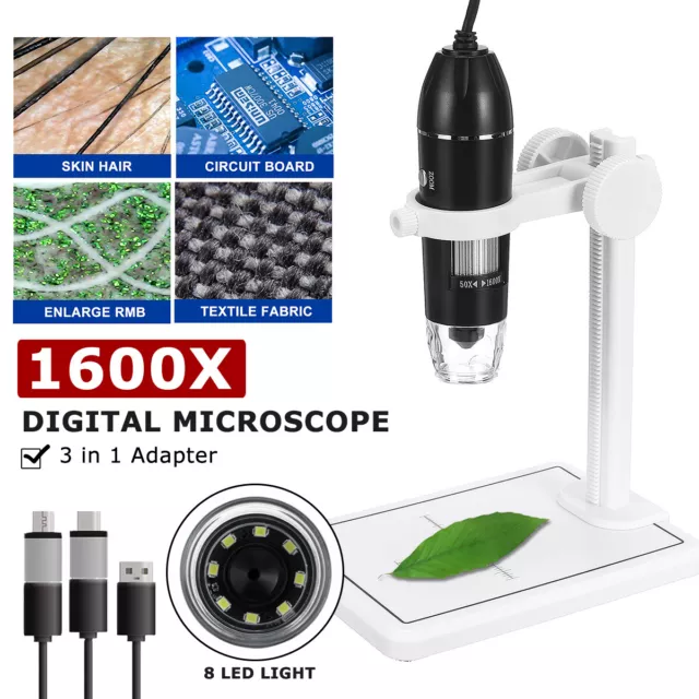 1600X USB Digital Microscope Endoscope Magnifier Camera With White Stand UK