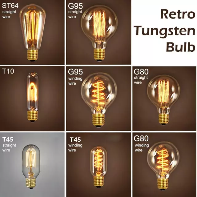 Retro Glühbirne E27 40W220V Vintage Industrie Filament Zuhaus Glasbirne Heißer