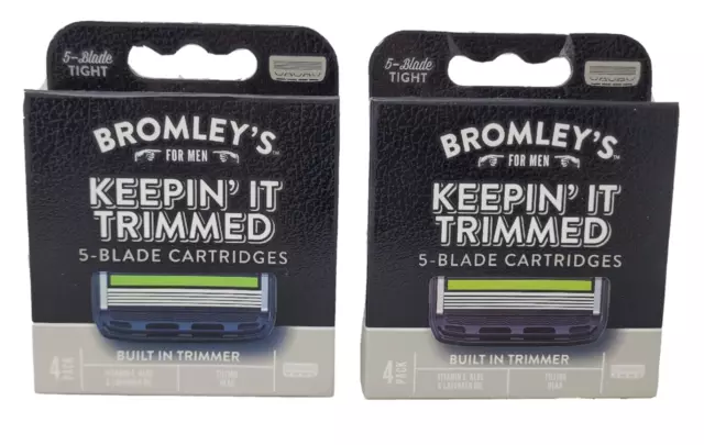 LOTE DE 2 - Cartuchos de afeitar de 5 hojas recortados Bromley's Keepin' It [8 en total]