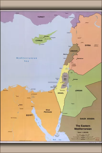 Poster, Many Sizes; Cia Map Of Egypt Israel Syria Jordan 1997