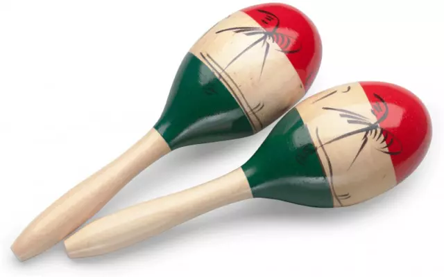 1 Paire De Maracas  Longueur 26 Cm Finition Motif Mexicain