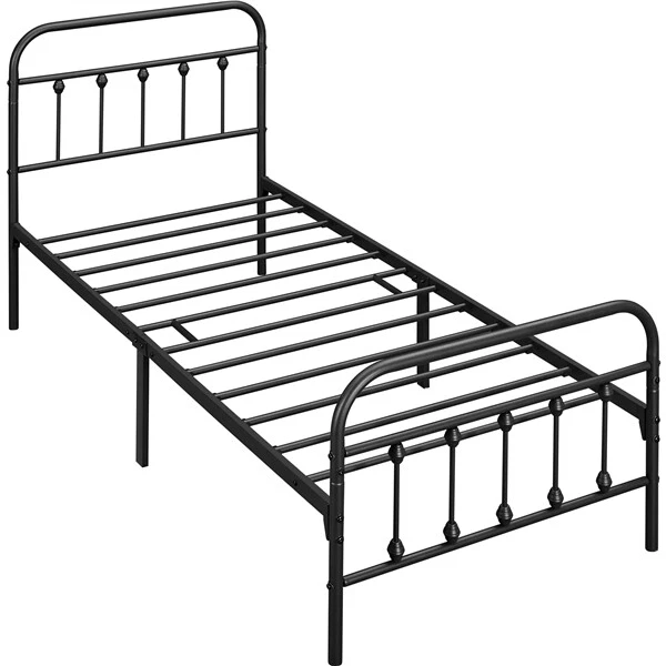 Cama Individual de Metal Marco Metal Cama Negra Sencilla Cama Hierro