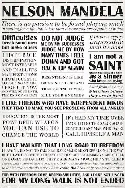 NELSON MANDELA POSTER ~ DIFFICULTIES BREAK SOME MEN 24x36 Quotes