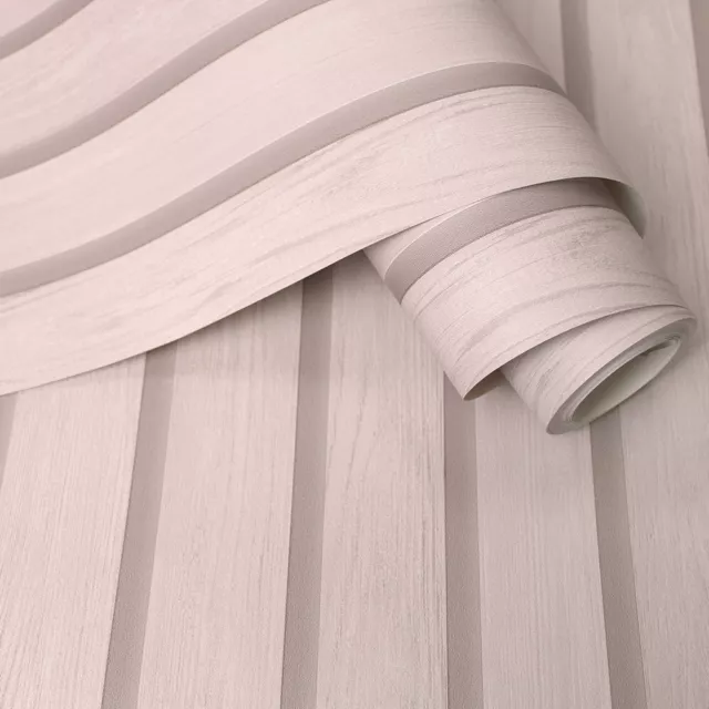 Holden Pink Wood Panel Slat 3D Effect Realistic Wooden Panelling Wallpaper