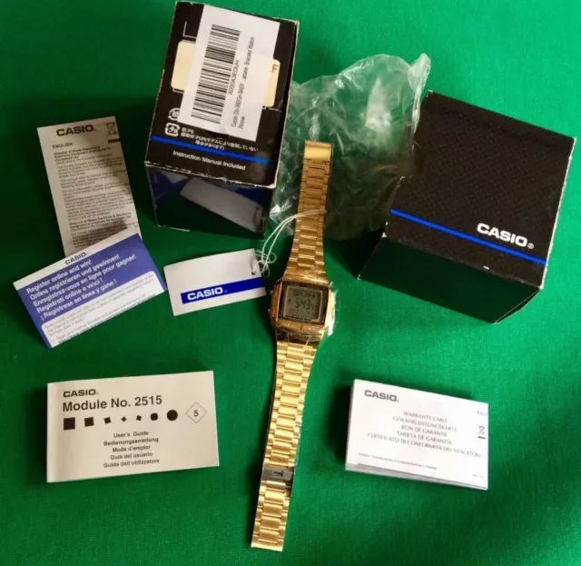🔥🚨Casio LCD Illuminator Databank DB-360 Gold Plated Digital Watch NEVER USED
