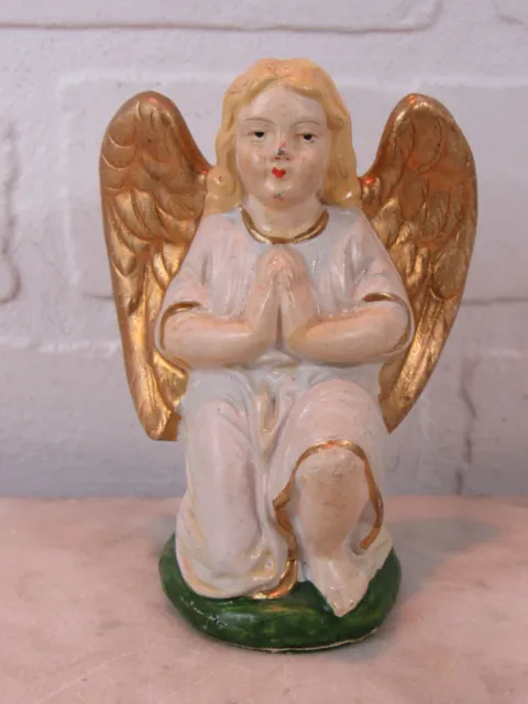 Vintage Christmas Nativity Paper Mache Composition Angel White Rbe 40's Germany