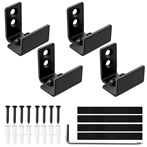 [4Pack]Sliding Door Guide, Wall Mount Barn Door Floor Guide, Black