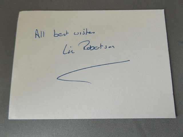 HAND SIGNED 5" x 3" WHITE CARD - LIZ ROBERTSON - ACTRESS SINGER