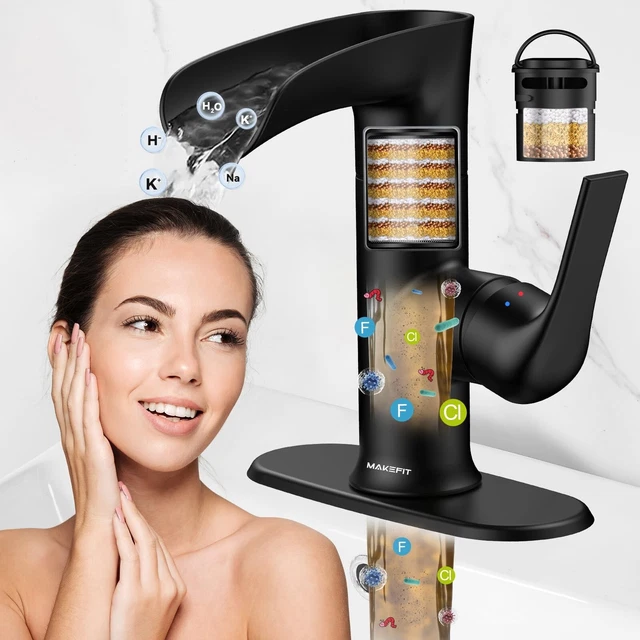 BATHROOM FAUCETS WITH Bulit-in Water Filter, 2024 Newest Waterfall ...