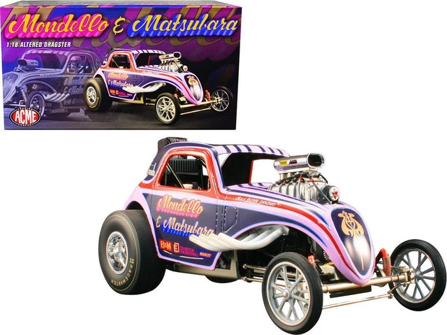 Altered Dragster Striped Mondello and Mastsubara 1/18 Diecast Model Car by ACME