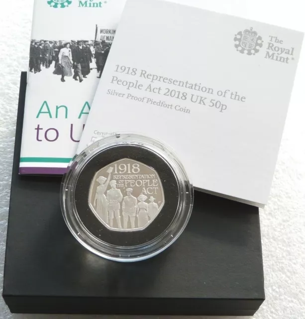 2018 Royal Mint People Act Piedfort 50p Fifty Pence Silver Proof Coin Box Coa