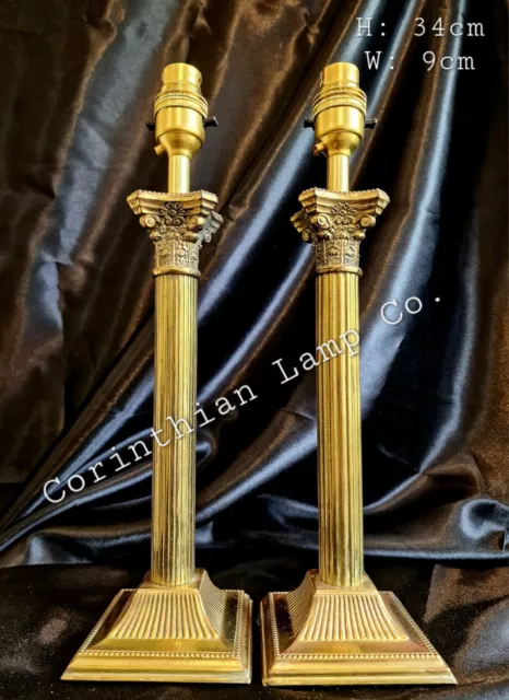 Timeless Elegance Corinthian Column Antique Georgian Style Brass Table Lamps