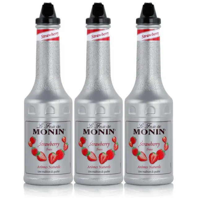 Monin Fruchtpüree Mix Strawberry Erdbeere 1L Cocktails Milchshakes (3er Pack)