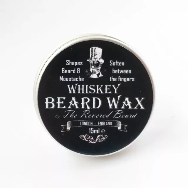 15ml Whiskey scented Moustache Wax by Revered Beard. Premium Beard Styling wax