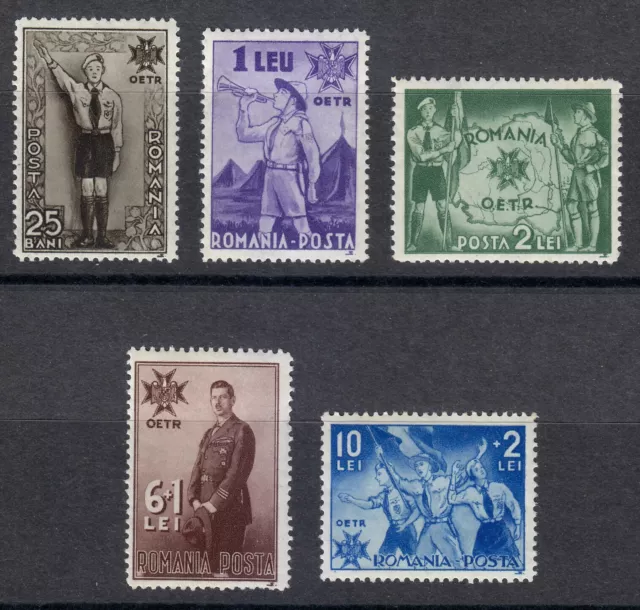 Romania 1935 MNH Mi 484-488 Sc B50-B54 King Carol II & Boy Scouts ** LUXE